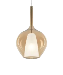 Ideal Lux Kalique SP1-1 d28 Amber-Κρεμαστό Φωτιστικό Ø28 με Glass & 1xE27