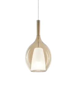 Ideal Lux Kalique SP1-2 d18 Amber-Κρεμαστό Φωτιστικό Ø18 με Glass & 1xE27