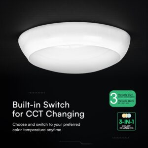 Πλαφονιέρα LED Στρογγυλή Φ320 Λευκή V-TAC CREE Chip 8W/16W/20W CCT 2700lm IP65 V-TAC – 801-24-6