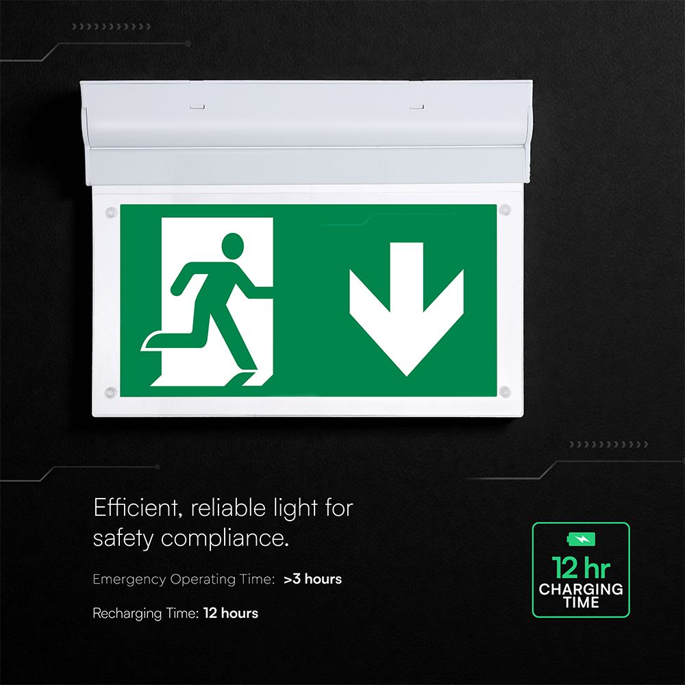 Φωτιστικό Ασφαλείας 2W LED Exit 3Hrs Cree CHIP Ψυχρό Λευκό 6000K V-TAC – 836-6