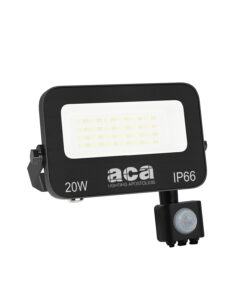 LED Προβολέας 20W Μαύρος με Ανιχνευτή Κίνησης 2000lm CCT 3000/4000/6500K IP66 ACA – N20CCTS