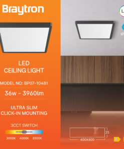 Πλαφονιέρα “Jade” slim 26W CCT Μαύρο 40×40 Braytron – BP07-10481