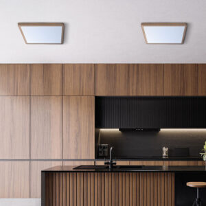 Πλαφονιέρα “Jade” slim 26W CCT Ξύλο 40×40 Braytron – BP07-10487