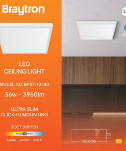 Πλαφονιέρα “Jade” slim 36W CCT Λευκό 40×40 Braytron – BP07-10480