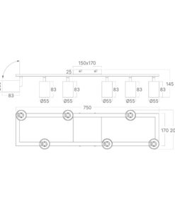Φωτιστικό οροφής “Beta” με spot 6 x GU10 Λευκό Braytron – BH04-00860