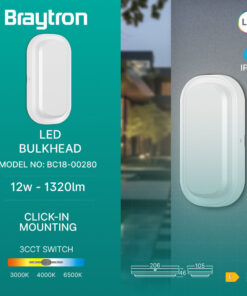 Απλίκα led “Bulkhead” 12w IP65 1320lm CCT Braytron – BC18-00280