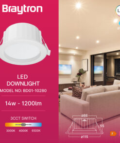 Σποτ Led 14w Στρογγυλό 3CCT IP54 Λευκό Braytron – BD01-10280