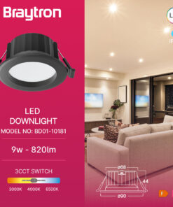 Σποτ Led 9w Στρογγυλό 3CCT IP54 Μαύρο Braytron – BD01-10181