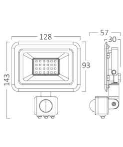 Προβολέας Led IP54 20W 1620 lm 6500K με ανίχνευση (γκρι) Braytron – BT60-42031