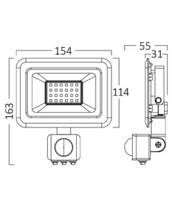 Προβολέας IP54 30w 2550lm 6500k με ανίχνευση (μαύρος) Braytron – BT60-43031