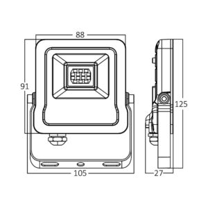BRY-FLOOD-SL-10W-GRY-6500K-IP65-LED FLOODLIGHT Model: BT61-01032 Braytron – BT61-01032