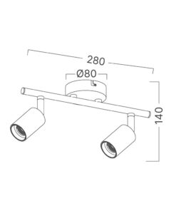 Φωτιστικό οροφής 2 x Ε27 Μαύρο Braytron – BV04-00031