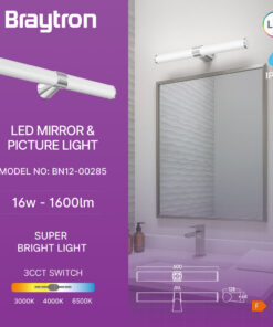 Φωτιστικό καθρέπτου “Lily” IP44 3CCT 16w 1600lm Χρώμιο Braytron – BN12-00285