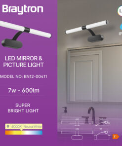 Φωτιστικό καθρέπτου “Lily” IP44 4000k 7w 600lm Μαύρο Braytron – BN12-00411