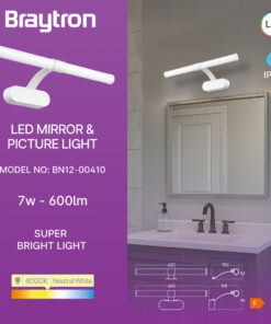 Φωτιστικό καθρέπτου “Lily” IP44 4000k 7w 600lm Λευκό Braytron – BN12-00410