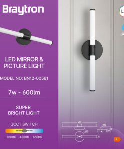 Φωτιστικό καθρέπτου “Lily” IP44 3CCT 7w 600lm Μαύρο Braytron – BN12-00581