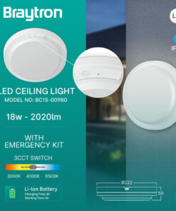 Πλαφονιέρα led “Moon” 18w 3CCT 2000lm IP65 με ανίχνευση κίνησης και ασφαλείας Braytron – BC15-00980