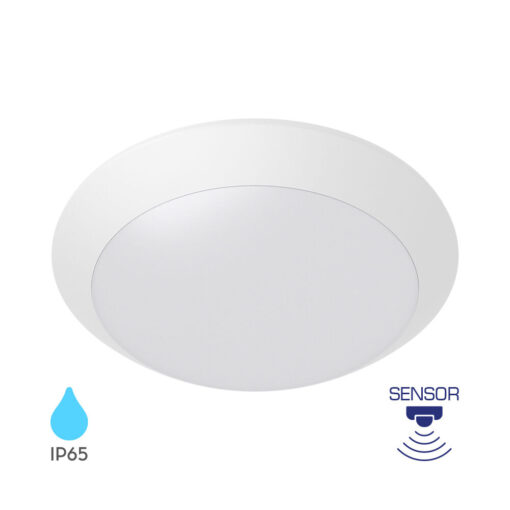 Πλαφονιέρα “Napoli” IP65 1 x Ε27 Sensor Λευκή Braytron – BG37-30710
