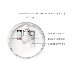 Πλαφονιέρα “Napoli” IP65 1 x Ε27 Sensor Λευκή Braytron – BG37-30710