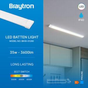 Φωτιστικό led CCT 35w 1.2mt 3600lm IP20 Braytron – BN18-01280