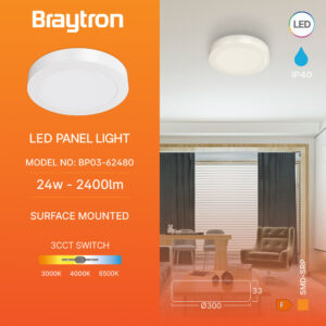 Φωτιστικό Led Panel RDN 24W CCT Λευκό Εξωτερικό Braytron – BP03-62480
