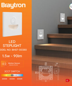 Απλίκα led “Step” 1,5w lm CCT Sensor Λευκή Braytron – BH07-00380
