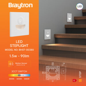 Απλίκα led “Step” 1,5w lm CCT Sensor Λευκή Braytron – BH07-00380