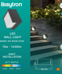 Απλίκα 15w IP65 1450lm 3CCT Braytron – BG38-01182