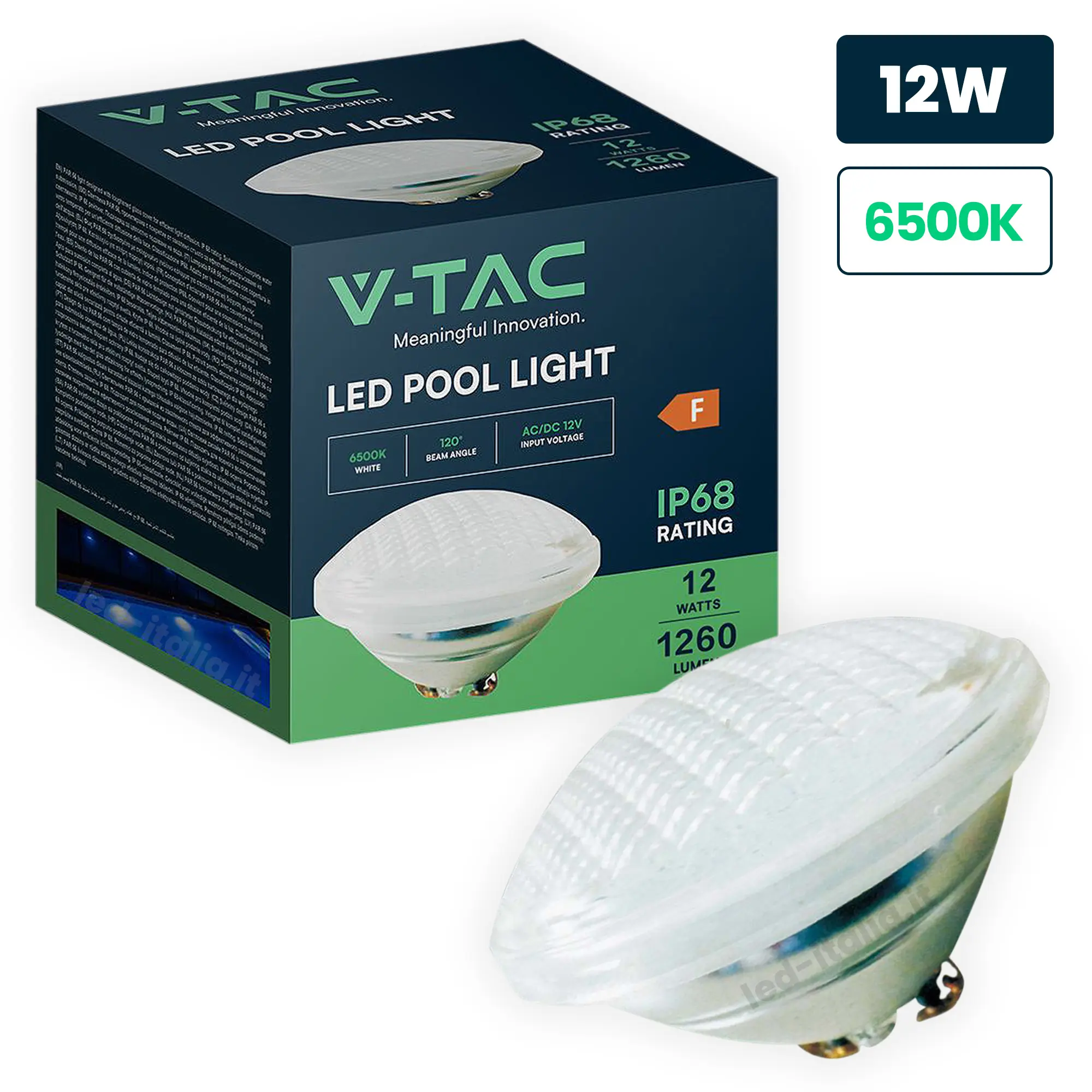 V-TAC 217559 LED Λάμπα Πισίνας PAR56 12W 1260lm Ψυχρό Λευκό 6500Κ με Τηλεχειρστήριο IP68 12V