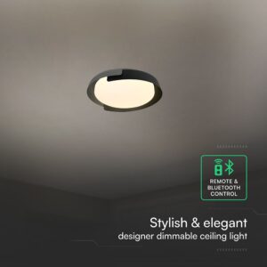 V-TAC 24185VT LED Πλαφονίερα Οροφής Στρογγυλή Φ500 48W 5760lm Dimmable CCT με Τηλεχειριστήριο σε Μαύρο + Γκρι
