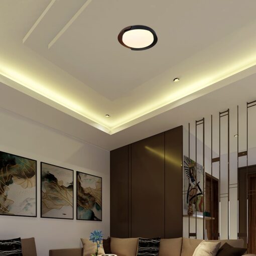 V-TAC 24186VT LED Πλαφονίερα Οροφής Μαύρη+Καφέ Στρογγυλή Φ500 48W 5760lm Dimmable CCT με Τηλεχειριστήριο