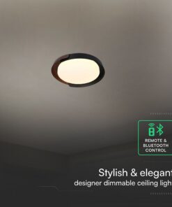 V-TAC 24186VT LED Πλαφονίερα Οροφής Μαύρη+Καφέ Στρογγυλή Φ500 48W 5760lm Dimmable CCT με Τηλεχειριστήριο