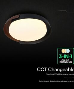 V-TAC 24186VT LED Πλαφονίερα Οροφής Μαύρη+Καφέ Στρογγυλή Φ500 48W 5760lm Dimmable CCT με Τηλεχειριστήριο