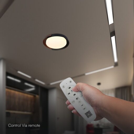 V-TAC 24186VT LED Πλαφονίερα Οροφής Μαύρη+Καφέ Στρογγυλή Φ500 48W 5760lm Dimmable CCT με Τηλεχειριστήριο