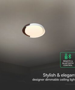 V-TAC 24187VT LED Πλαφονίερα Οροφής Λευκό+Καφέ Στρογγυλή Φ500 48W 5760lm Dimmable CCT με Τηλεχειριστήριο