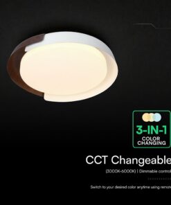 V-TAC 24187VT LED Πλαφονίερα Οροφής Λευκό+Καφέ Στρογγυλή Φ500 48W 5760lm Dimmable CCT με Τηλεχειριστήριο