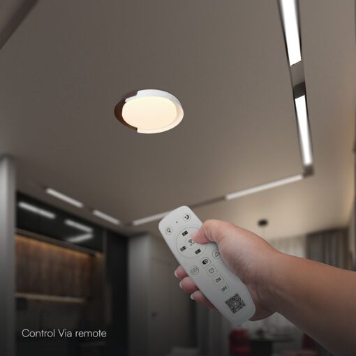 V-TAC 24187VT LED Πλαφονίερα Οροφής Λευκό+Καφέ Στρογγυλή Φ500 48W 5760lm Dimmable CCT με Τηλεχειριστήριο