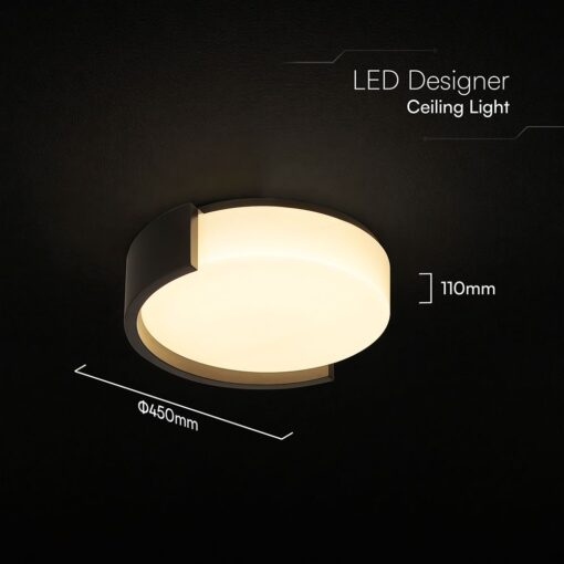 V-TAC 24188 LED Πλαφονίερα Οροφής Στρογγυλή Φ450 48W 5760lm Dimmable CCT με Τηλεχειριστήριο & Bluetooth Μαύρη