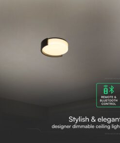 V-TAC 24188 LED Πλαφονίερα Οροφής Στρογγυλή Φ450 48W 5760lm Dimmable CCT με Τηλεχειριστήριο & Bluetooth Μαύρη