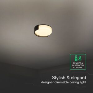 V-TAC 24188 LED Πλαφονίερα Οροφής Στρογγυλή Φ450 48W 5760lm Dimmable CCT με Τηλεχειριστήριο & Bluetooth Μαύρη