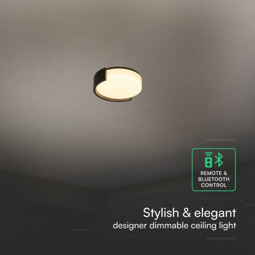 V-TAC 24188 LED Πλαφονίερα Οροφής Στρογγυλή Φ450 48W 5760lm Dimmable CCT με Τηλεχειριστήριο & Bluetooth Μαύρη