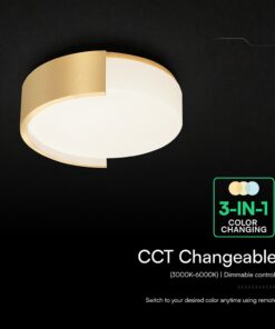 V-TAC 24190 48W LED Decorative Ceiling Lamp (D450*H120mm) 3in1 Remote Control Dimmable Gold