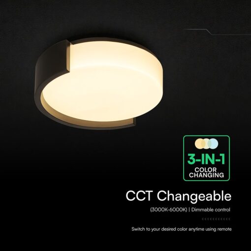 V-TAC 24191VT LED Πλαφονίερα Οροφής Μαύρη Στρογγυλή Φ550 63W 7200lm Dimmable CCT με Τηλεχειριστήριο