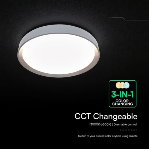 V-TAC 24198VT LED Πλαφονίερα Οροφής Στρογγυλή Φ480 30W/60W 6000lm Dimmable CCT με Τηλεχειριστήριο Σκούρο Καφέ