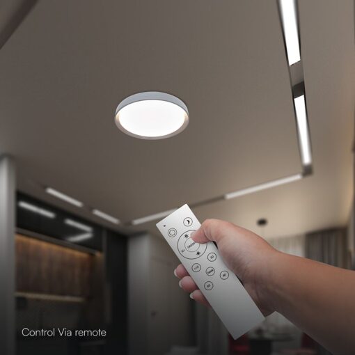 V-TAC 24198VT LED Πλαφονίερα Οροφής Στρογγυλή Φ480 30W/60W 6000lm Dimmable CCT με Τηλεχειριστήριο Σκούρο Καφέ