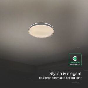 V-TAC 24199 LED Designer Domelight 30W/60W/30W Remote Contron 3in1 Dimmable Grey Cover