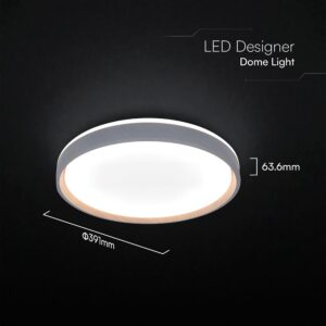 V-TAC 24200 LED Πλαφονίερα Οροφής Στρογγυλή Φ400 20W/40W 4000lm Dimmable CCT με Τηλεχειριστήριο Γκρι Απόχρωση Ξύλου