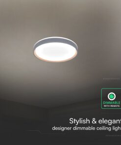 V-TAC 24200 LED Πλαφονίερα Οροφής Στρογγυλή Φ400 20W/40W 4000lm Dimmable CCT με Τηλεχειριστήριο Γκρι Απόχρωση Ξύλου