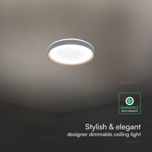 V-TAC 24200 LED Πλαφονίερα Οροφής Στρογγυλή Φ400 20W/40W 4000lm Dimmable CCT με Τηλεχειριστήριο Γκρι Απόχρωση Ξύλου