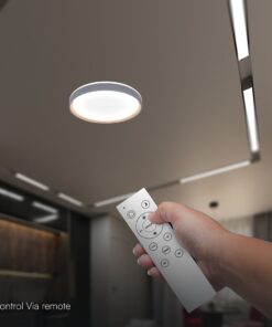 V-TAC 24200 LED Πλαφονίερα Οροφής Στρογγυλή Φ400 20W/40W 4000lm Dimmable CCT με Τηλεχειριστήριο Γκρι Απόχρωση Ξύλου